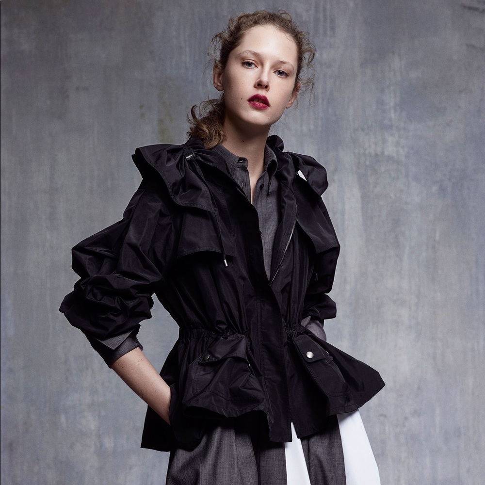 Jil Sander Taffeta Drawstring Bomber Jacket